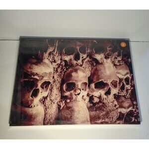 Creepy Skull Wall Art LED Light-Up Framed Decor 20" X 15" Halloween Gothic Style
